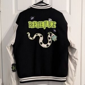 BeetleJuice Black and White Varsity Jacket Size Large